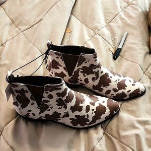 Womens Arizona Slip On Cow print Booties Boots NWT